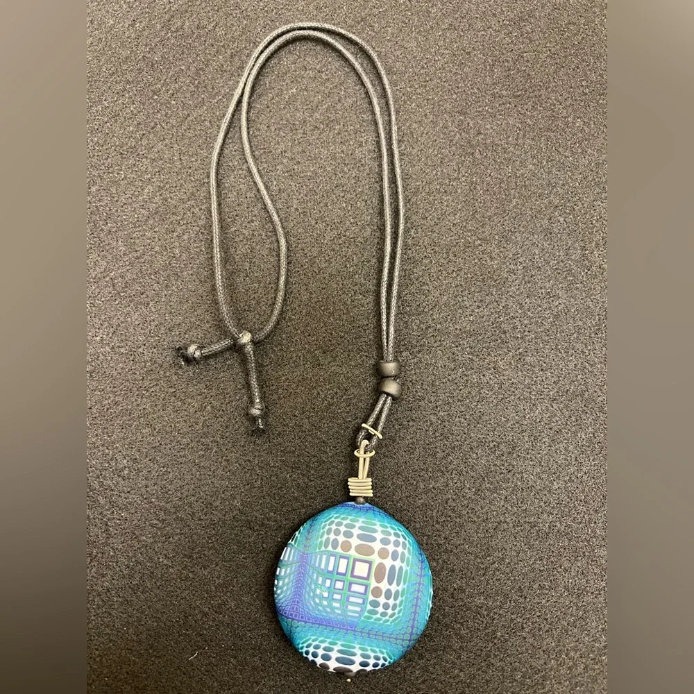 Nason Moretti Murano Mid Century Modern Satinato Satin Pendant Necklace-GORGEOUS - Picture 4 of 6